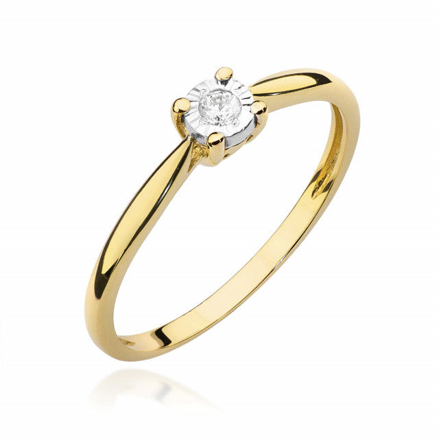 Inel Aur 14K cu Diamant Natural 0.08 ct — Aur galben