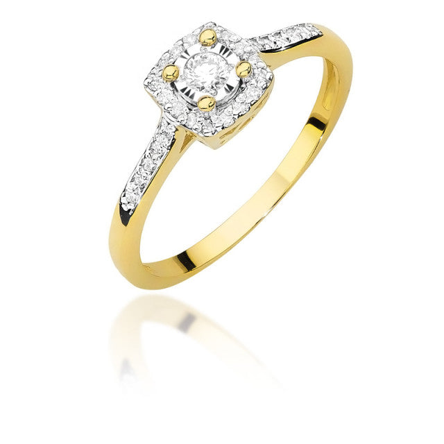 Inel Aur 14K cu Diamante Naturale 0.21 ct — Aur galben