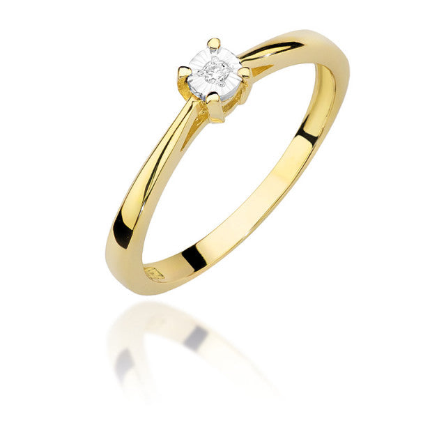 Inel Aur 14K cu Diamant Natural 0.02 ct — Aur galben