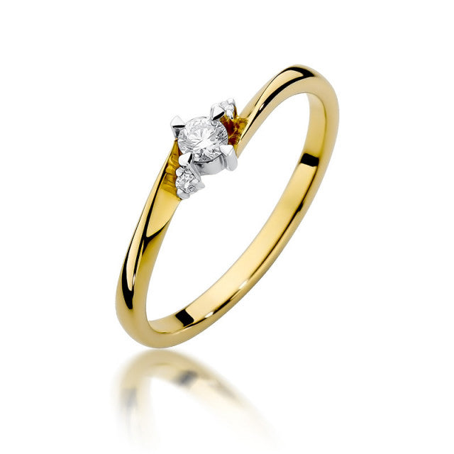 Inel Aur 14K cu Diamante Naturale 0.12 ct — Aur galben