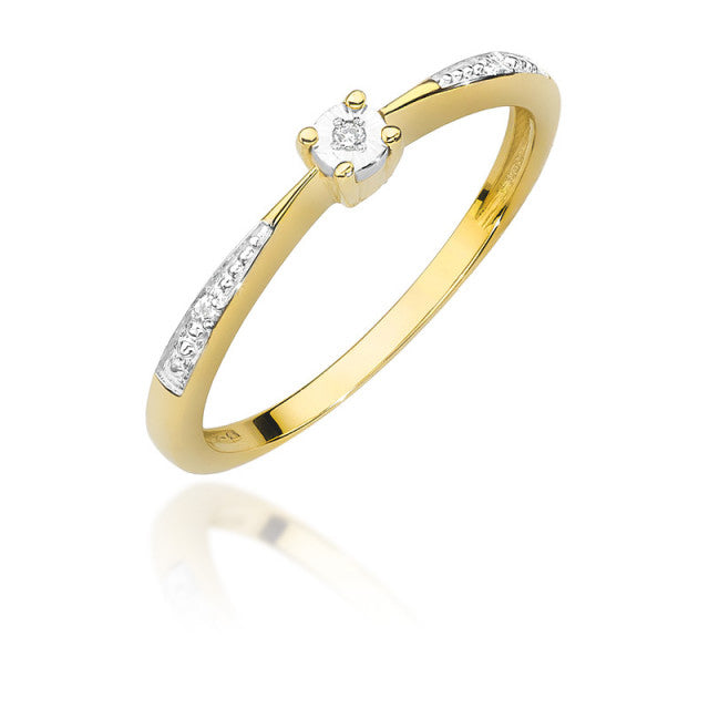 Inel Aur 14K cu Diamante Naturale 0.02 ct — Aur galben
