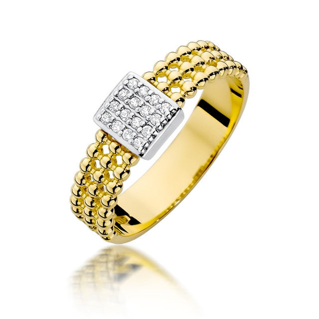 Inel Aur 14K cu Diamante Naturale 0.08 ct — Aur galben