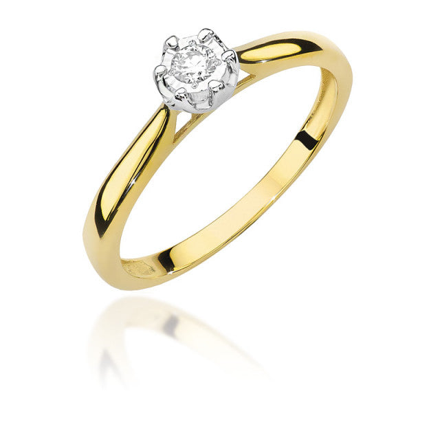 Inel Aur 14K cu Diamant Natural 0.08 ct — Aur galben