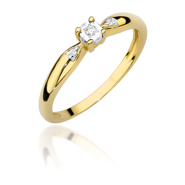Inel Aur 14K cu Diamante Naturale 0.03 ct — Aur galben