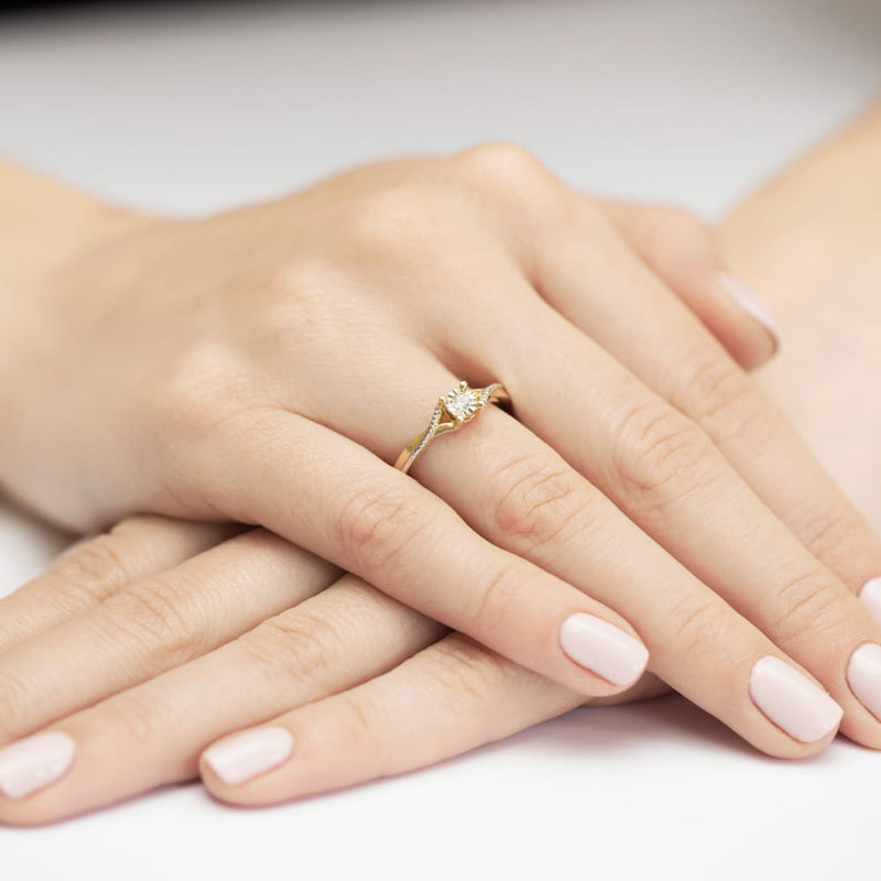 Inel Aur 14K cu Diamant Natural 0.08 ct, imaginea 7 din 11