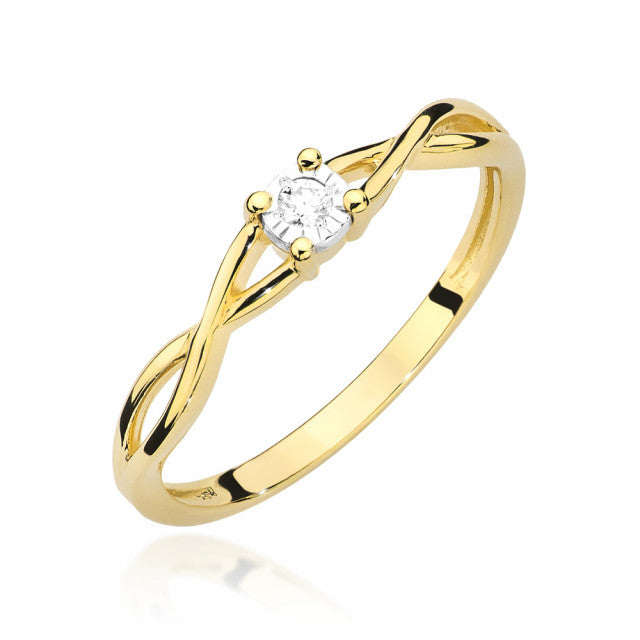 Inel Aur 14K cu Diamant Natural 0.03 ct — Aur galben