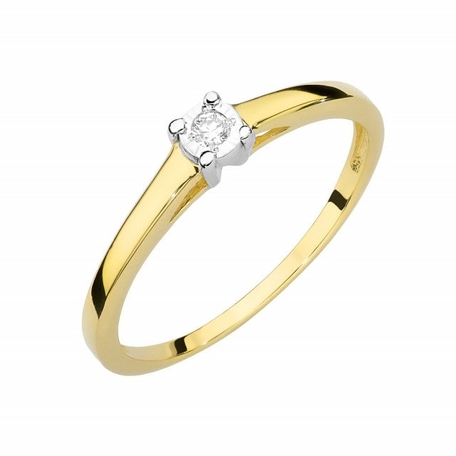 Inel Aur 14K cu Diamant Natural 0.03 ct — Aur galben