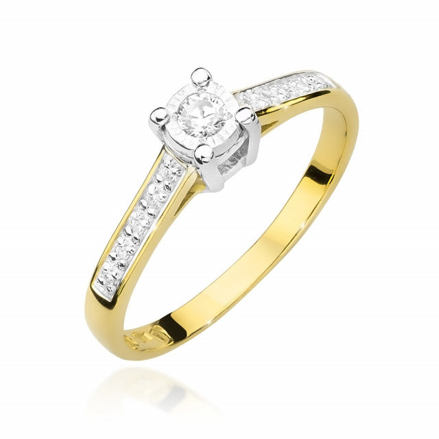 Inel Aur 14K cu Diamante Naturale 0.13 ct — Aur galben