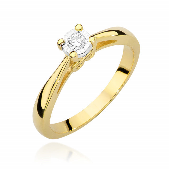 Inel Aur 14K cu Diamant Natural 0.08 ct — Aur galben