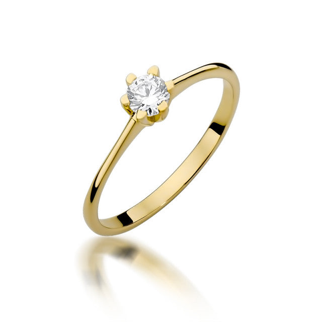Inel Aur 14K cu Diamant Natural 0.23 ct — Aur galben