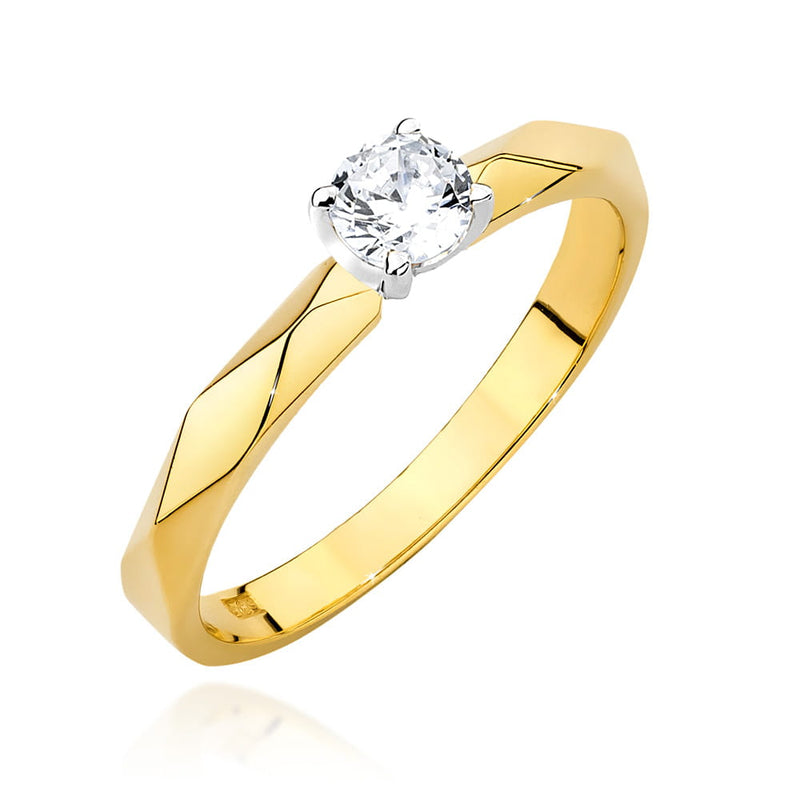 Inel Aur 14K cu Diamant Natural 0.20 ct — Aur galben