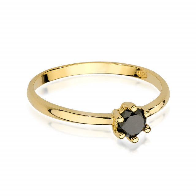 Inel Aur 14K cu Diamant Natural Negru 0.30 ct, imaginea 2 din 9