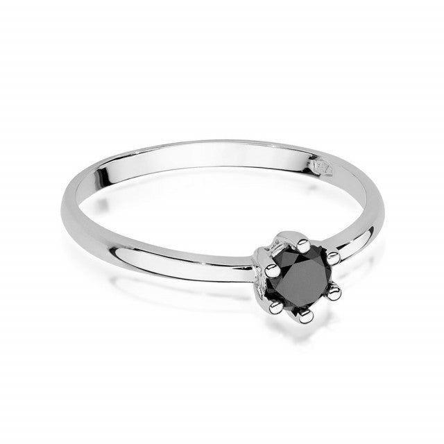 Inel Aur 14K cu Diamant Natural Negru 0.30 ct, imaginea 5 din 9