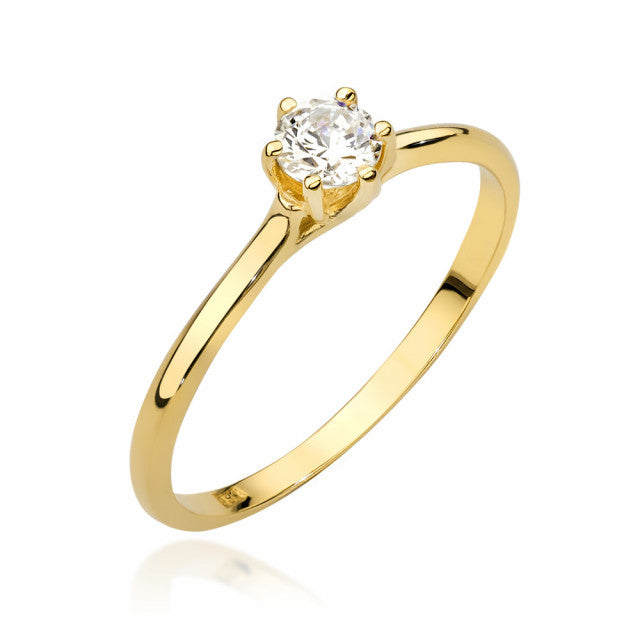Inel Aur 14K cu Diamante Naturale 0.21 ct — Aur galben