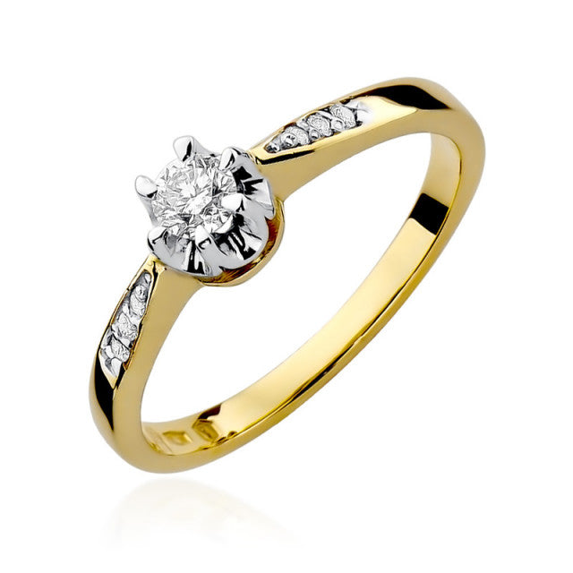 Inel Aur 14K cu Diamante Naturale 0.25 ct — Aur galben