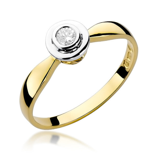Inel Aur 14K cu Diamant Natural 0.10 ct — Aur galben