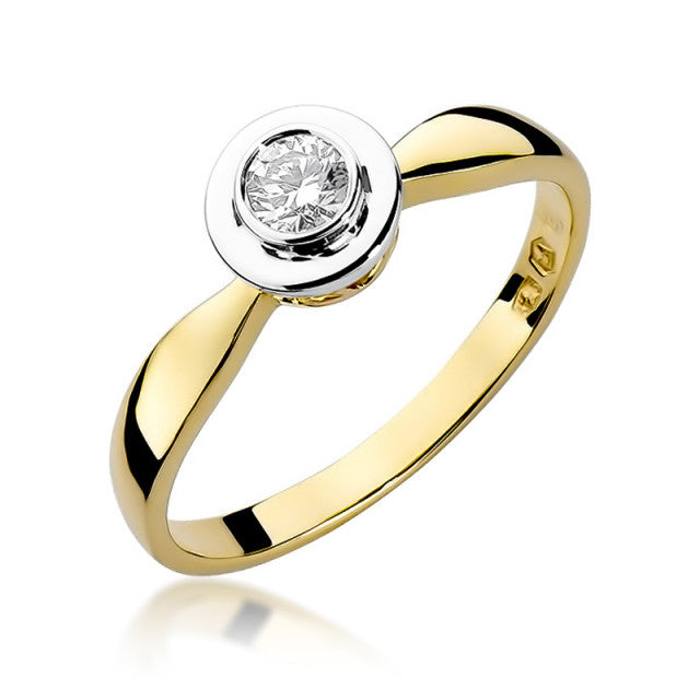 Inel Aur 14K cu Diamant Natural 0.20 ct — Aur galben