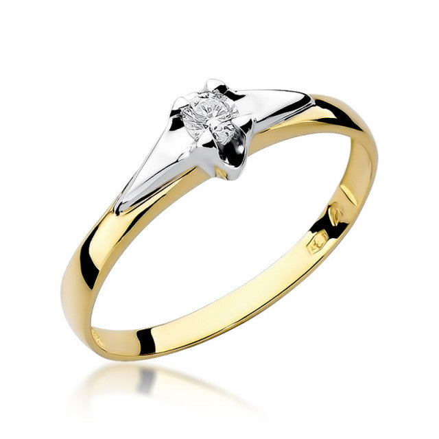 Inel Aur 14K cu Diamant Natural 0.10 ct — Aur galben