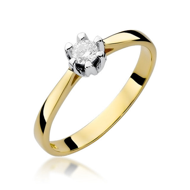 Inel Aur 14K cu Diamant Natural 0.12 ct — Aur galben