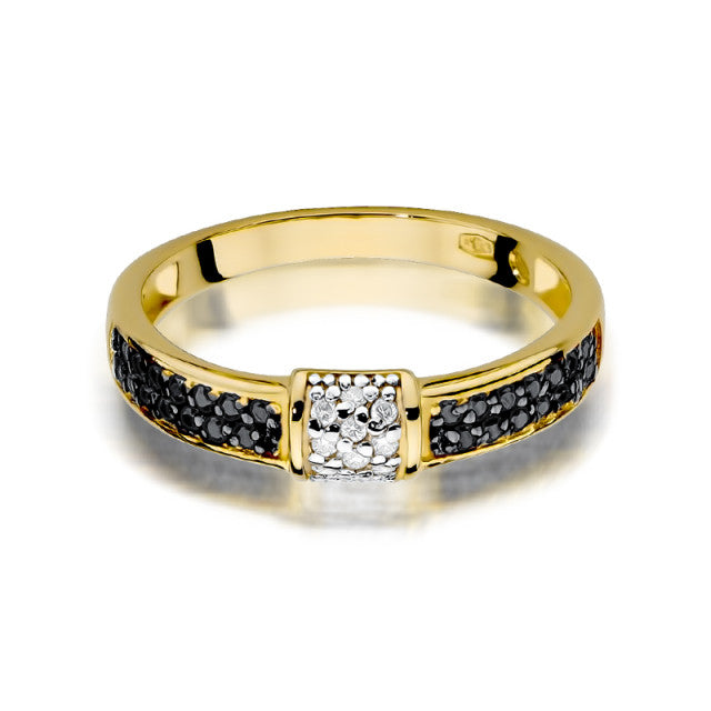Inel Aur 14K cu Diamante Naturale Albe si Negre 0.19 ct, imaginea 2 din 11