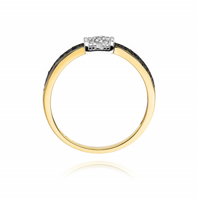 Inel Aur 14K cu Diamante Naturale Albe si Negre 0.19 ct, imaginea 3 din 11