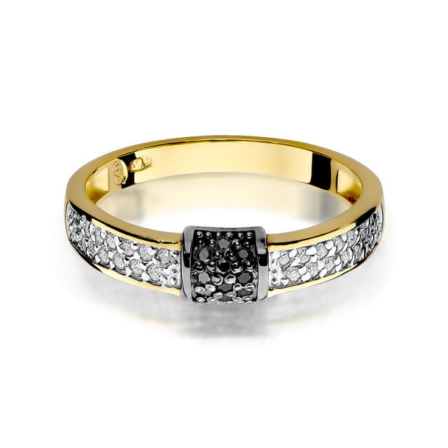 Inel Aur 14K cu Diamante Naturale Albe si Negre 0.19 ct, imaginea 2 din 11