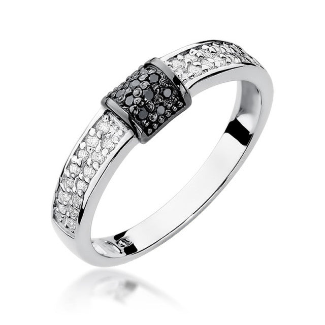 Inel Aur 14K cu Diamante Naturale Albe si Negre 0.19 ct, imaginea 4 din 11