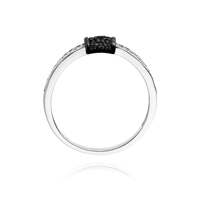 Inel Aur 14K cu Diamante Naturale Albe si Negre 0.19 ct, imaginea 6 din 11