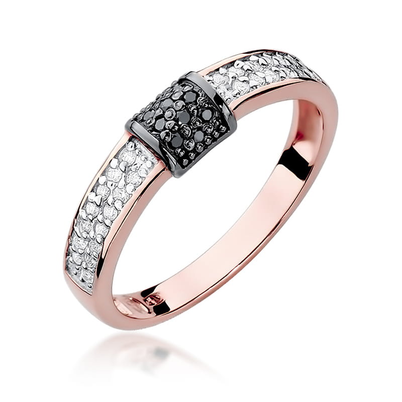 Inel Aur 14K cu Diamante Naturale Albe si Negre 0.19 ct, imaginea 8 din 11