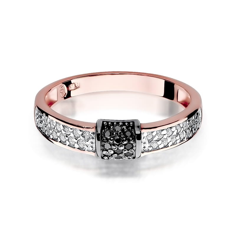 Inel Aur 14K cu Diamante Naturale Albe si Negre 0.19 ct, imaginea 9 din 11