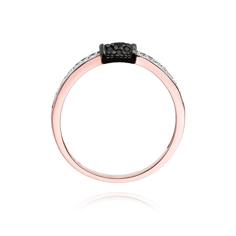 Inel Aur 14K cu Diamante Naturale Albe si Negre 0.19 ct, imaginea 10 din 11