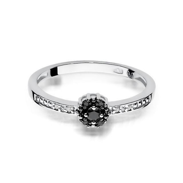Inel Aur 14K cu Diamante Naturale Albe si Negre 0.09 ct, imaginea 5 din 11