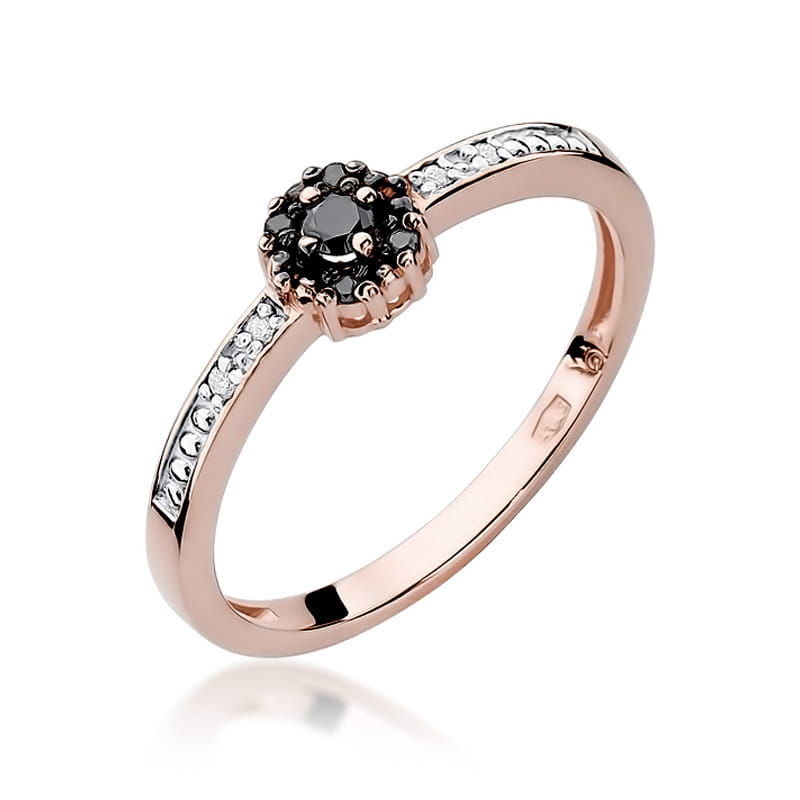 Inel Aur 14K cu Diamante Naturale Albe si Negre 0.09 ct, imaginea 8 din 11