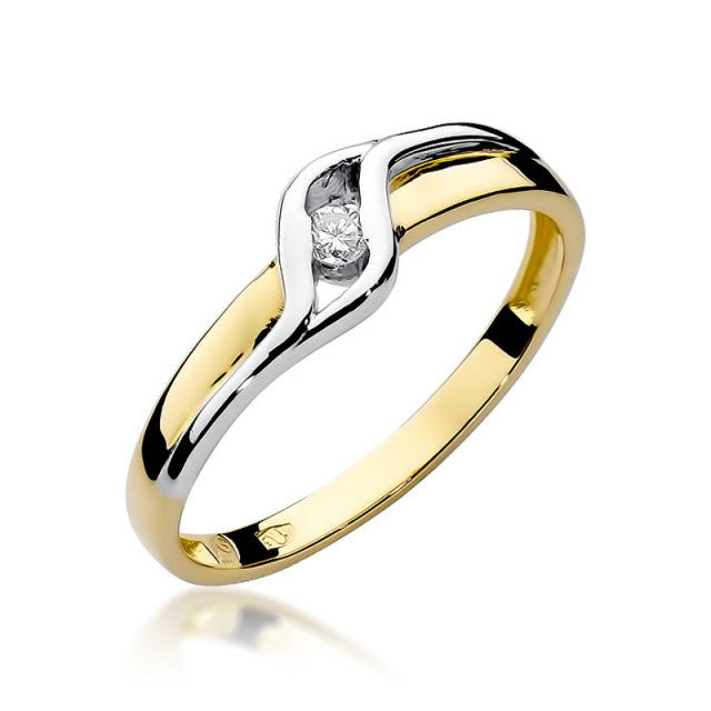 Inel Aur 14K cu Diamant Natural 0.04 ct — Aur galben