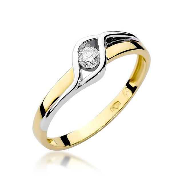 Inel Aur 14K cu Diamant Natural 0.10 ct — Aur galben
