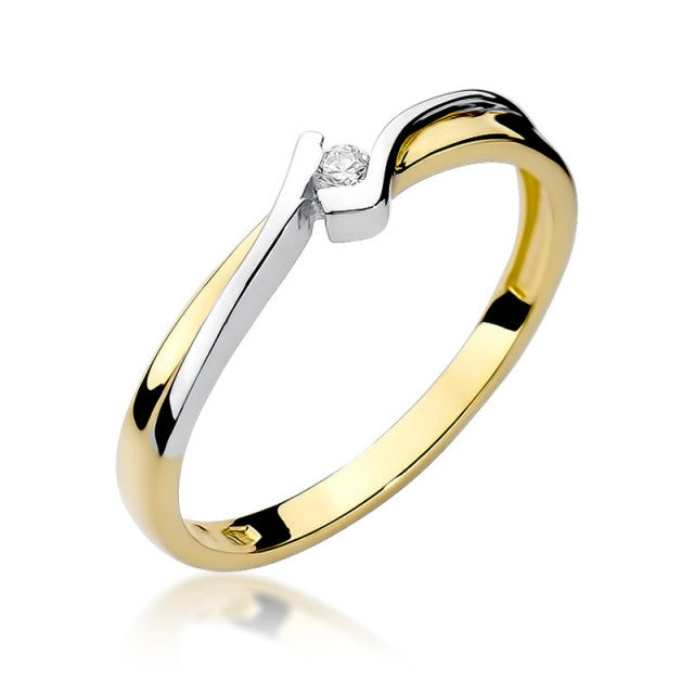 Inel Aur 14K cu Diamant Natural 0.04 ct — Aur galben