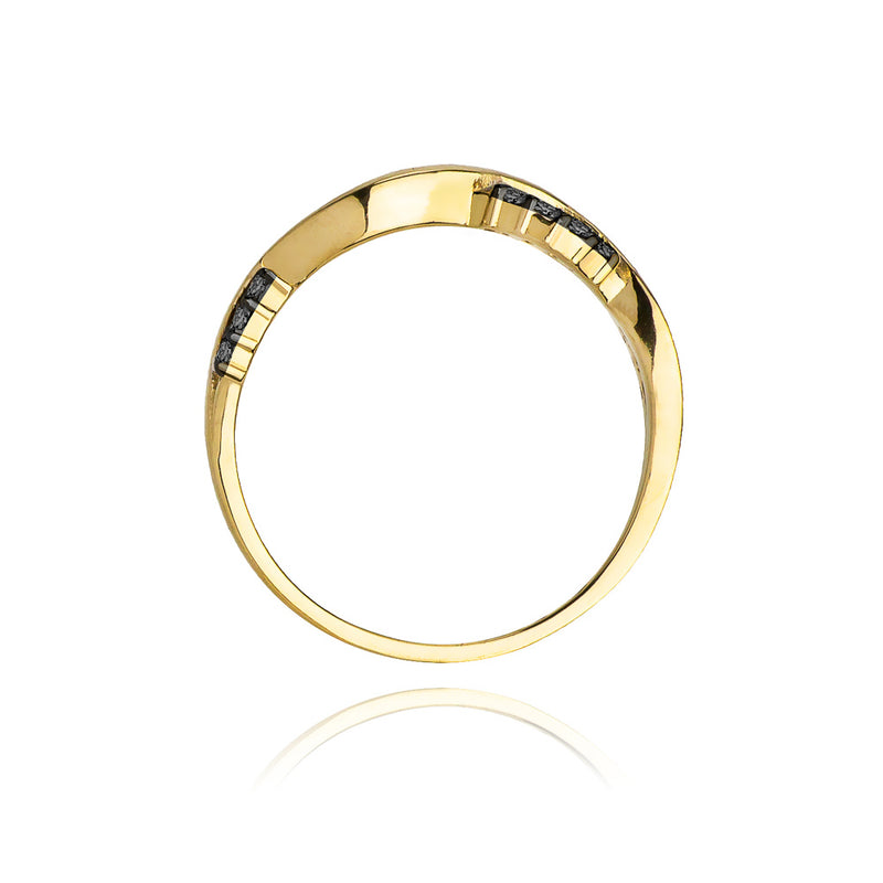 Inel Aur 14K cu Diamante Naturale Negre 0.07 ct, imaginea 3 din 11