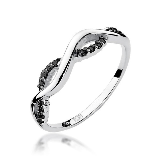 Inel Aur 14K cu Diamante Naturale Negre 0.07 ct, imaginea 4 din 11