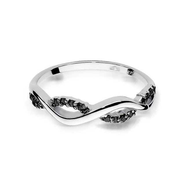 Inel Aur 14K cu Diamante Naturale Negre 0.07 ct, imaginea 5 din 11