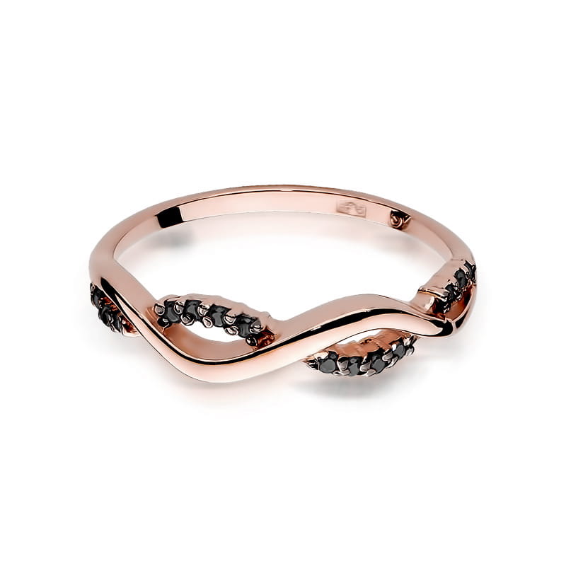 Inel Aur 14K cu Diamante Naturale Negre 0.07 ct, imaginea 9 din 11