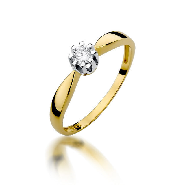 Inel Aur 14K cu Diamant Natural 0.15 ct — Aur galben
