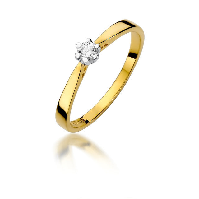 Inel Aur 14K cu Diamant Natural 0.10 ct — Aur galben