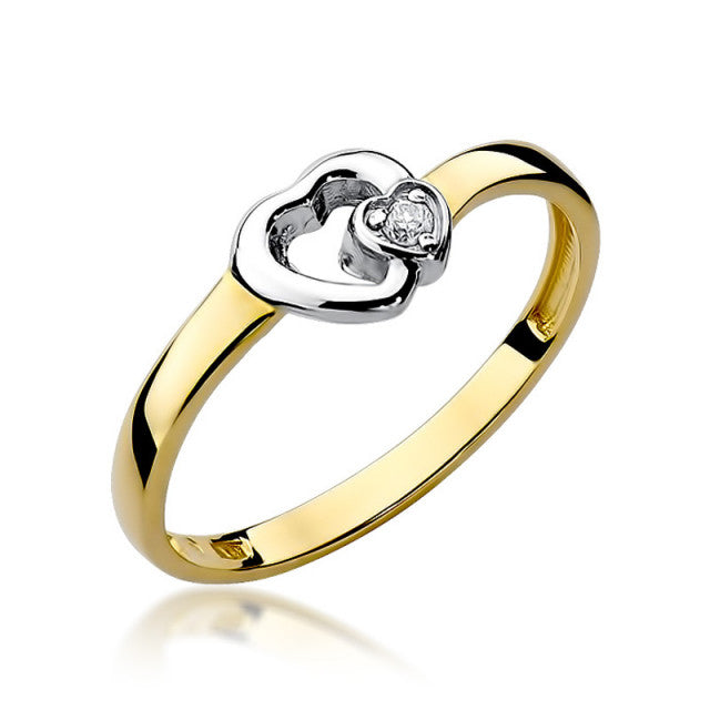 Inel Aur 14K cu Diamant Natural 0.02 ct — Aur galben