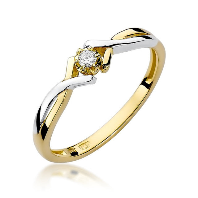 Inel Aur 14K cu Diamant Natural 0.04 ct — Aur galben