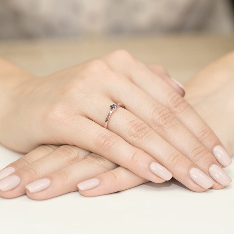 Inel Aur 14K cu Diamante Naturale Negre 0.04 ct, imaginea 11 din 11