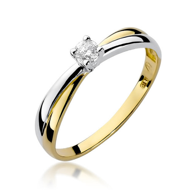 Inel Aur 14K cu Diamant Natural 0.08 ct — Aur galben