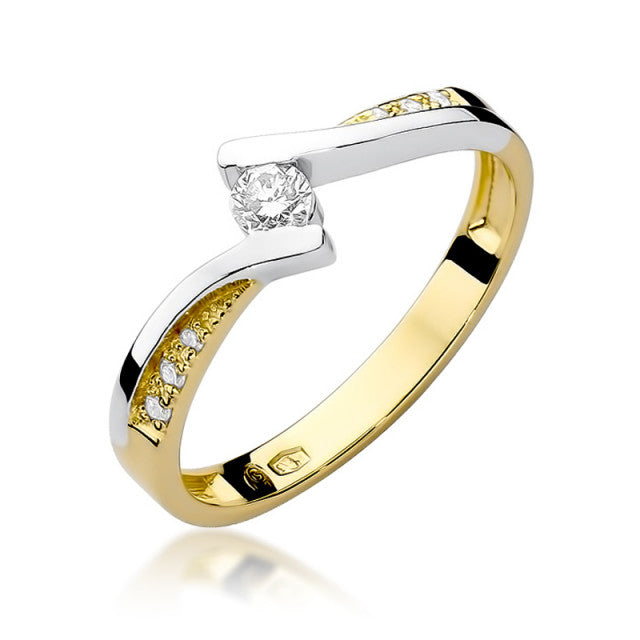 Inel Aur 14K cu Diamante Naturale 0.16 ct — Aur galben