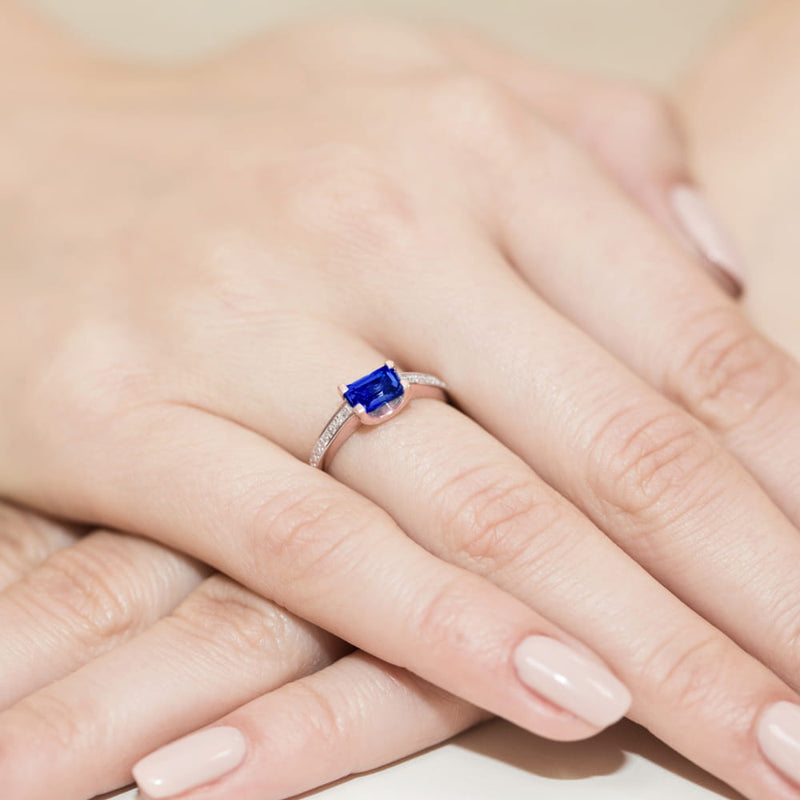 Inel Aur 14K cu Safir 0.60 ct si Diamante Naturale 0.03 ct, imaginea 11 din 11