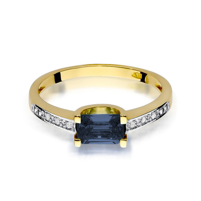 Inel Aur 14K cu Safir 0.60 ct si Diamante Naturale 0.03 ct, imaginea 2 din 11