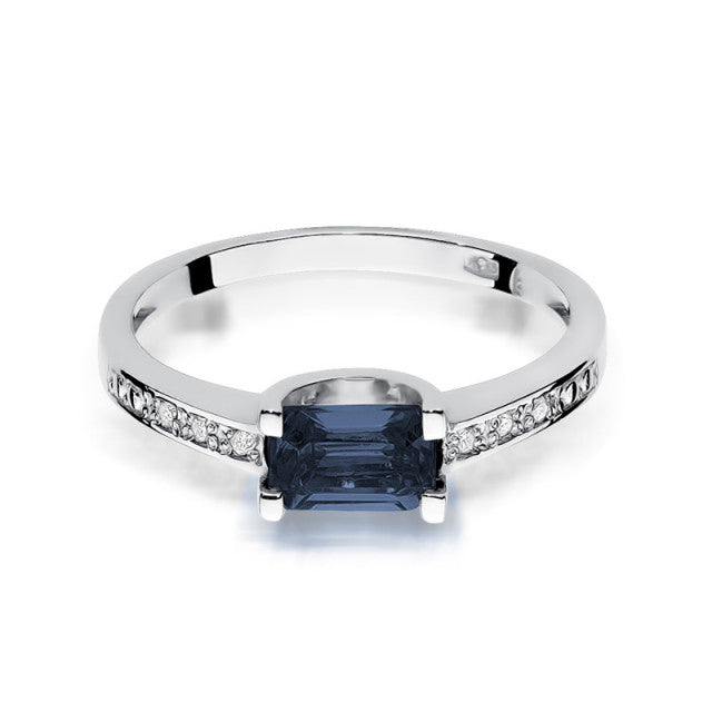 Inel Aur 14K cu Safir 0.60 ct si Diamante Naturale 0.03 ct, imaginea 6 din 11